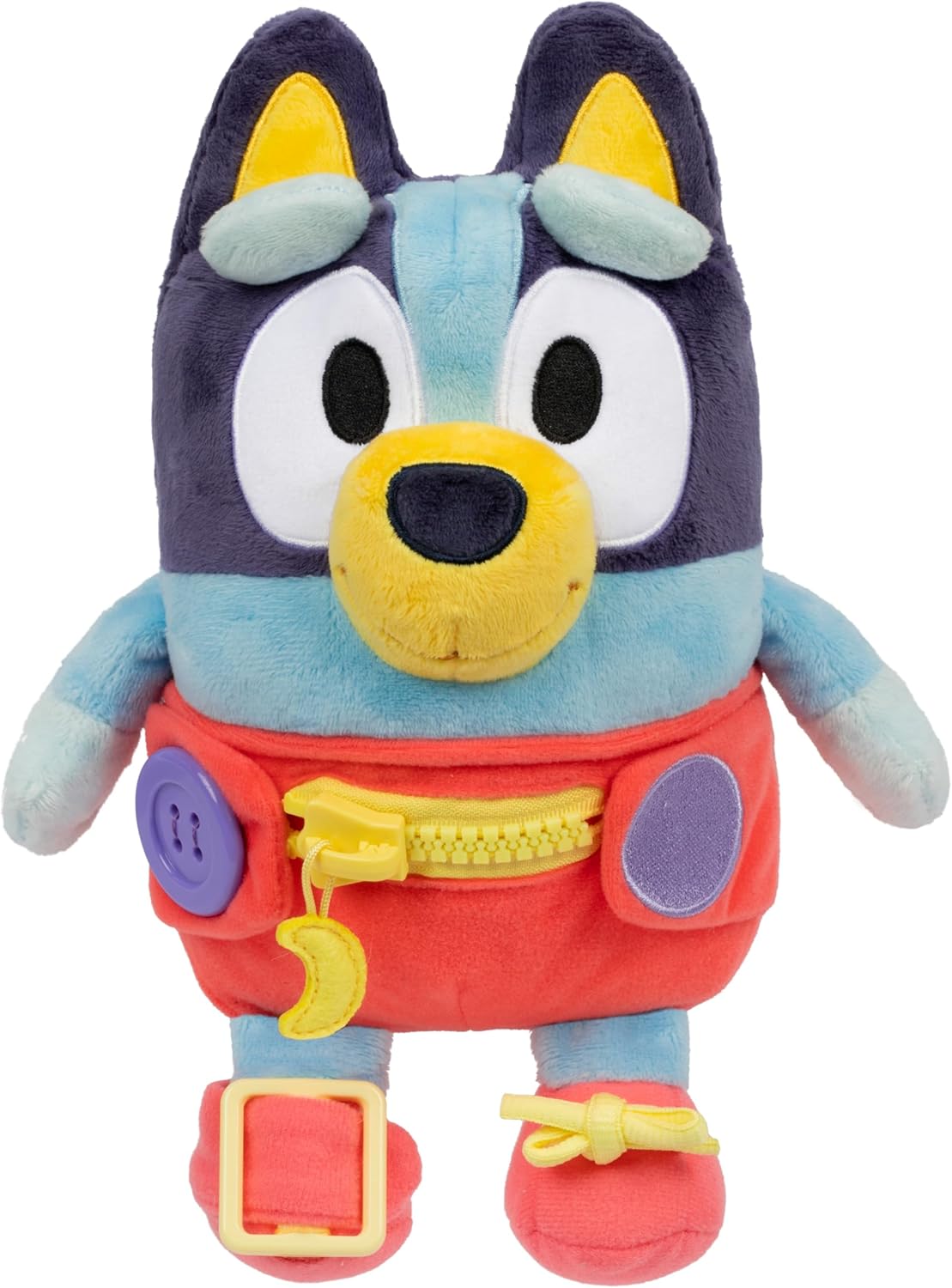 Dress & Play Baby Bluey Plush, Button, Zip, Buckle and Tie, Learn to Dress Dolls for Toddlers Ages 3+, Fine Motor Skills Buckle Toys