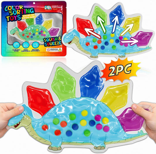 4-Pack Color Sorting Sensory Toys for Toddlers Ages 3+ Montessori Travel Toys Calm Down Toy for Preschool | Flower, Porcupine, Cloudy Rainbow Color Matching Activities Gift Ready for Boys Girls B-Day