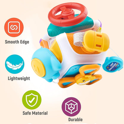 Montessori Busy Cube for Toddlers,Car Travel Toys Busy Board Activity Cube,Kids Educational Birthday Gifts Sensory Baby Toys 18+ Months (Decahedron)
