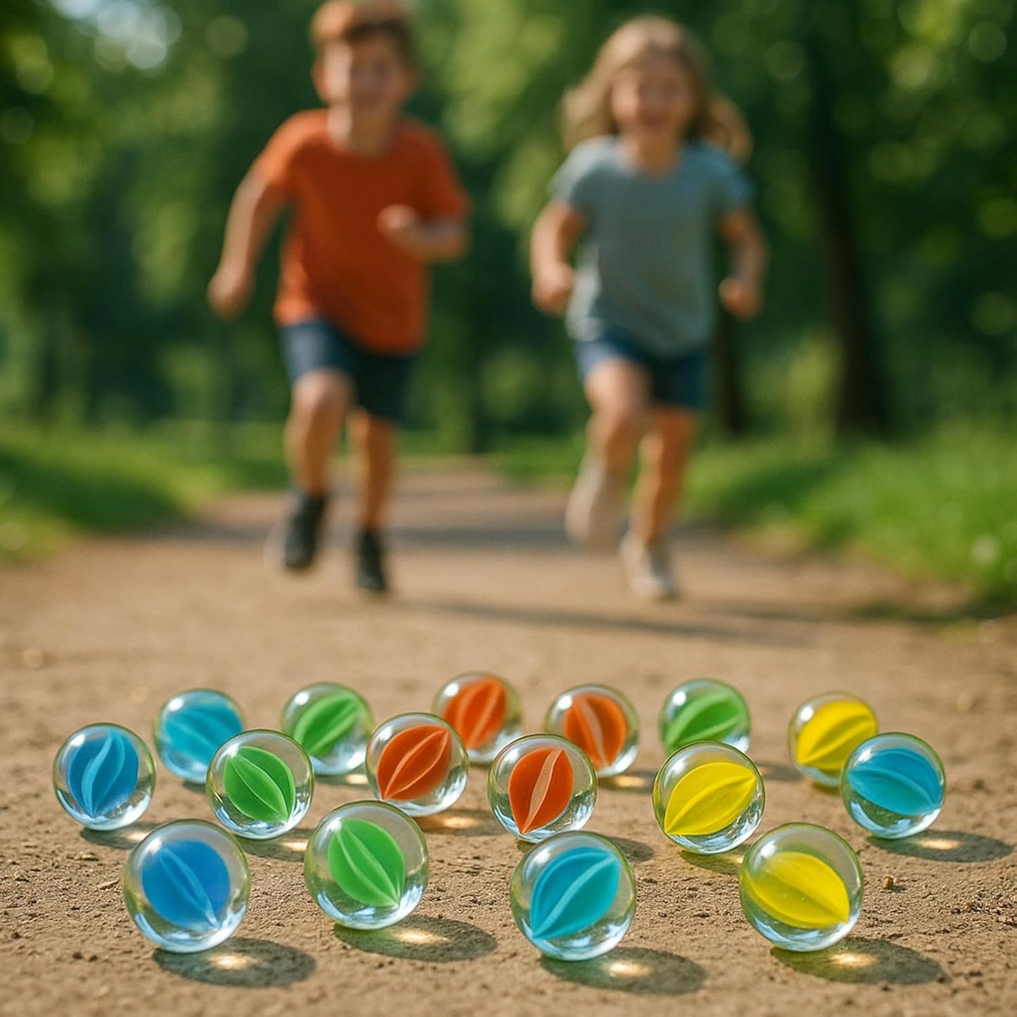 LovesTown 100PCS Glass Marbles Bulk, for Kids Marble Run Game, DIY and Home Decoration
