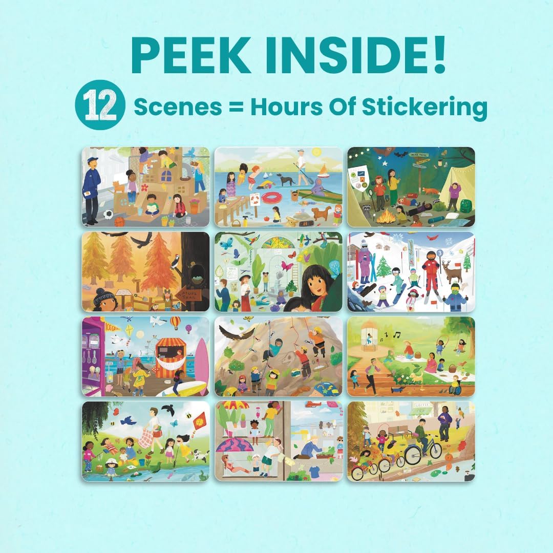 Animals Habitat 500+ Kids Sticker Book by Cupkin Toddler Airplane Travel Activity Coloring and Sticker Book, Road Trip Essentials, 12 Coloring Pages + 12 Scenes for Ages 2–8 Years - Colors A