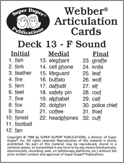 Super Duper Publications | Articulation F Sound Fun Deck | Vocabulary and Language Development Flash Cards | Educational Learning Materials for Children