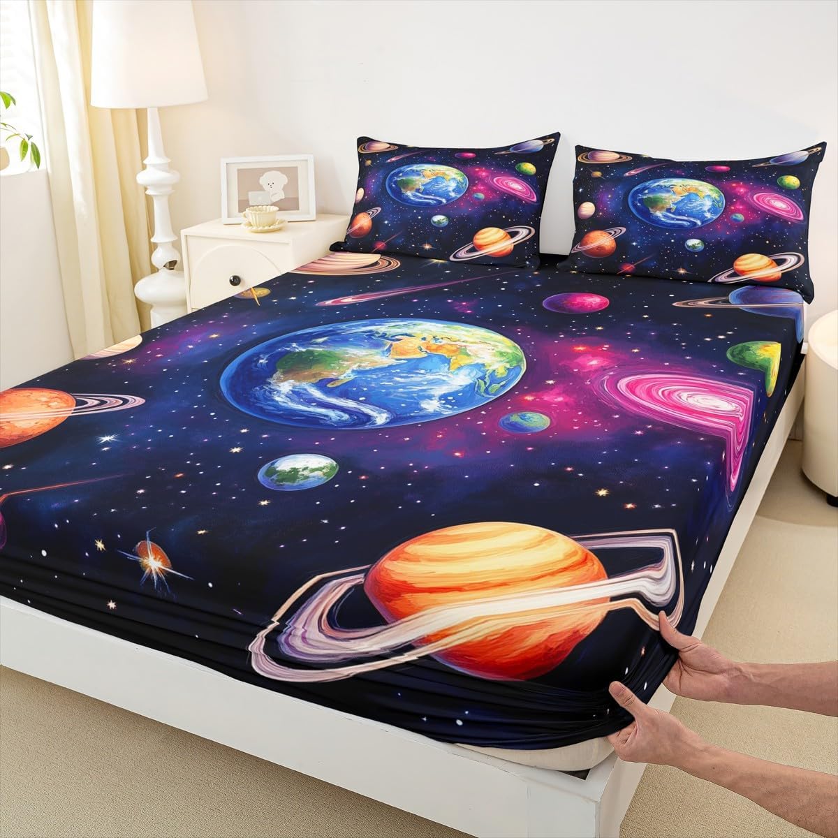 Chemistry Bed Sheets for Kids Teens Girls Boys,Chemical Experiment Fitted Sheet Twin,Science Themed Sheets for Math Lovers,Chemistry Lab Bedding Set,White and Black