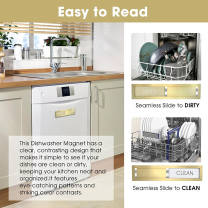 Clean Dirty Magnet for Dishwasher, Premium Stainless Steel, Dirty/Clean Speckled Design, Durable Magnet & Clear Indicators with Extra Tape (Silvery-Gray-01)