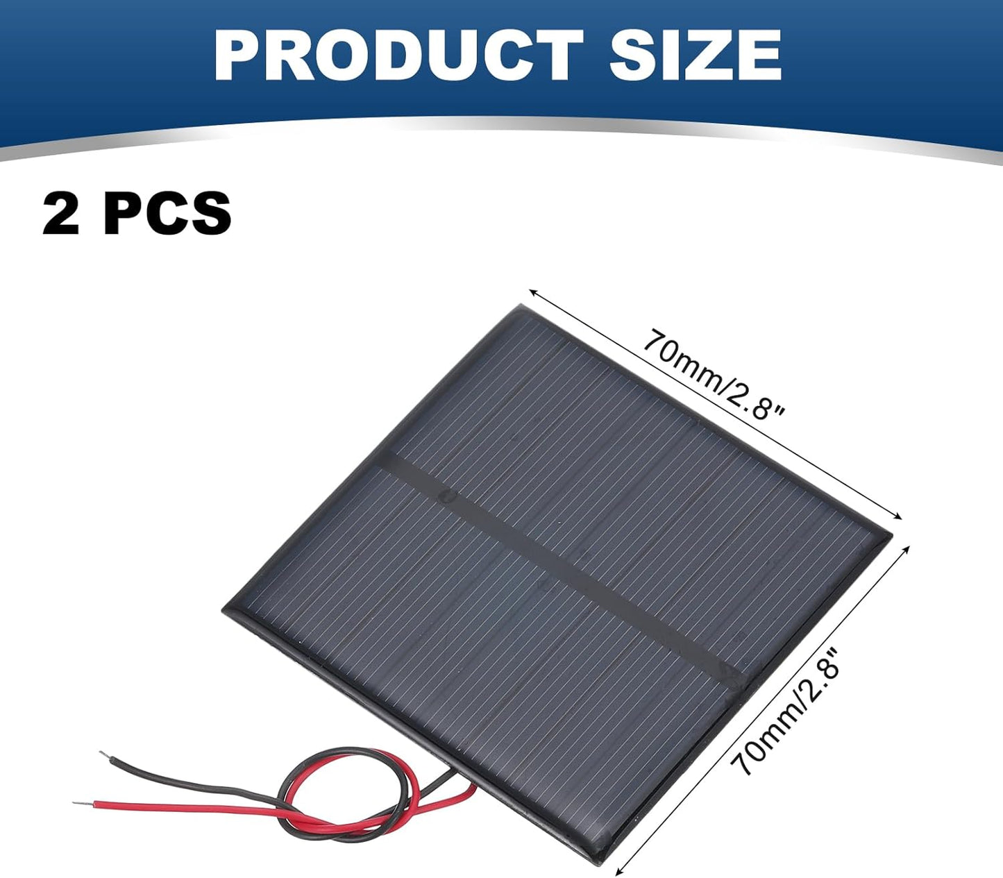 MECCANIXITY 2 Pcs 5.5V 0.44W 70mA Mini Solar Panels, Small Polycrystalline Solar Cell Panel with 2 Cable for DIY Electric Toy Materials Kits Charger, 60mm x 60mm
