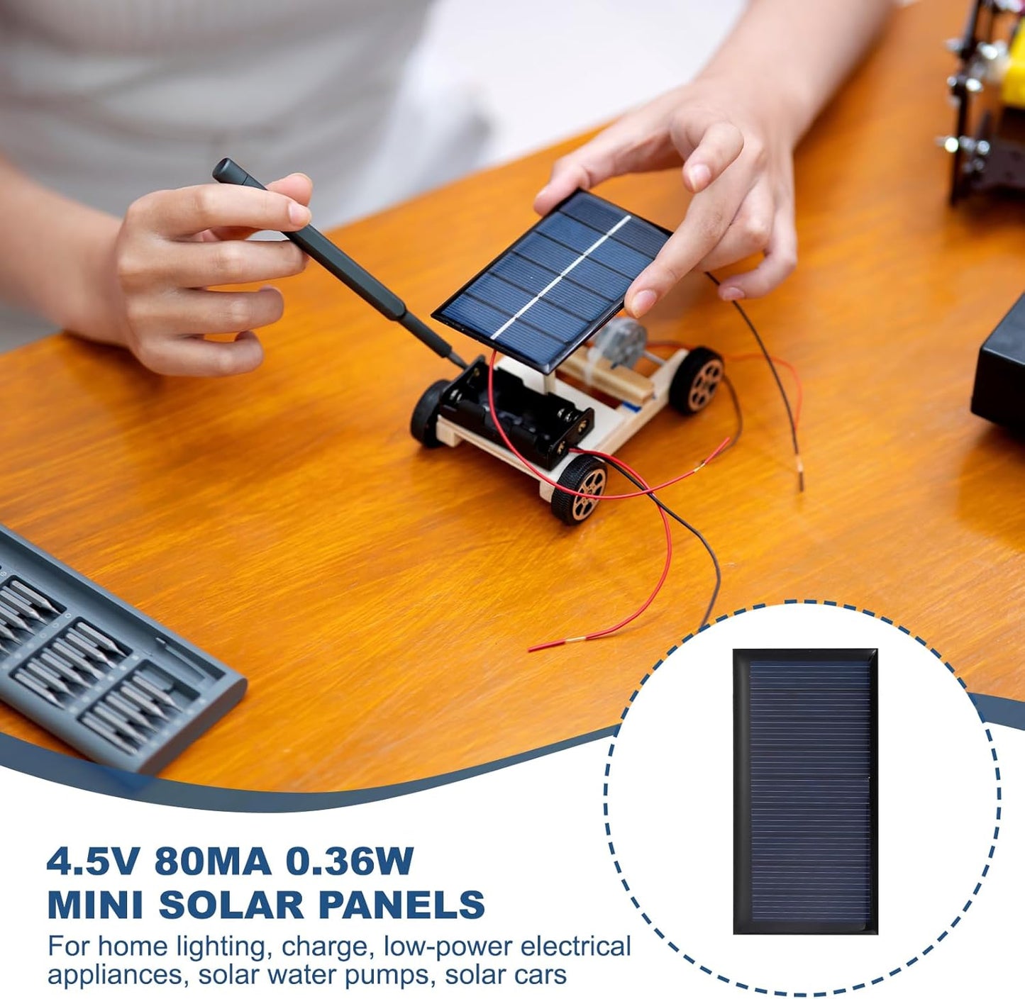 MECCANIXITY 8PCS 1.5V 0.09W 0.06A Mini Solar Panels for Solar Power, Small Solar Photovoltaic Cells Charge DIY Electric Toy Materials Solar System Kits, 1.18" x 1.18"