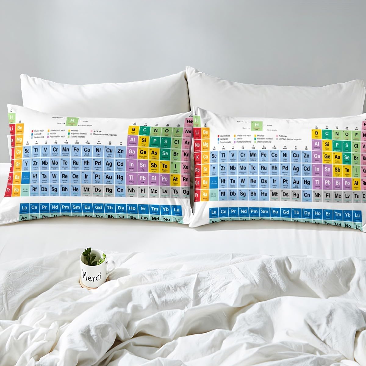 Feelyou Periodic Table of Elements Duvet Cover Educational Bedding Set for Kids Boys Girls Teens Study Comforter Cover Chemistry Bedspread Cover 2Pcs Zipper Twin Size (No Comforter)