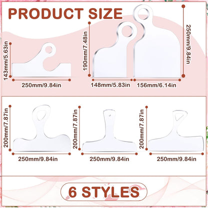 Frienda 6 Pcs Charcuterie Board Template Acrylic Router Template Cutting Board for Woodworking Thick Handle with 3 Pens Angled Curvy Stencils Guide Tools for Kitchen(Classic)