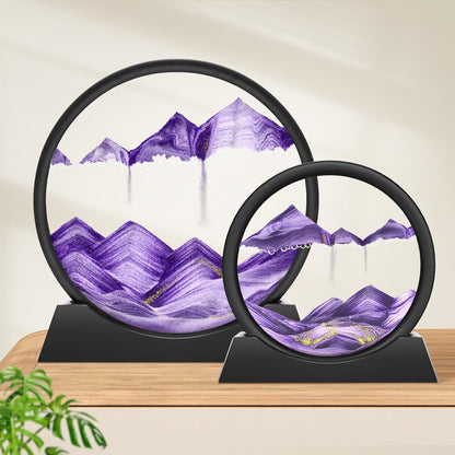 Wai Danie Moving Sand Art Picture 3D Hourglass Deep Sea Sandscape Liquid Motion Display Painting Flowing Sand Frame Relaxing Desktop Home Office Work Decor (Black, 12 Inches)