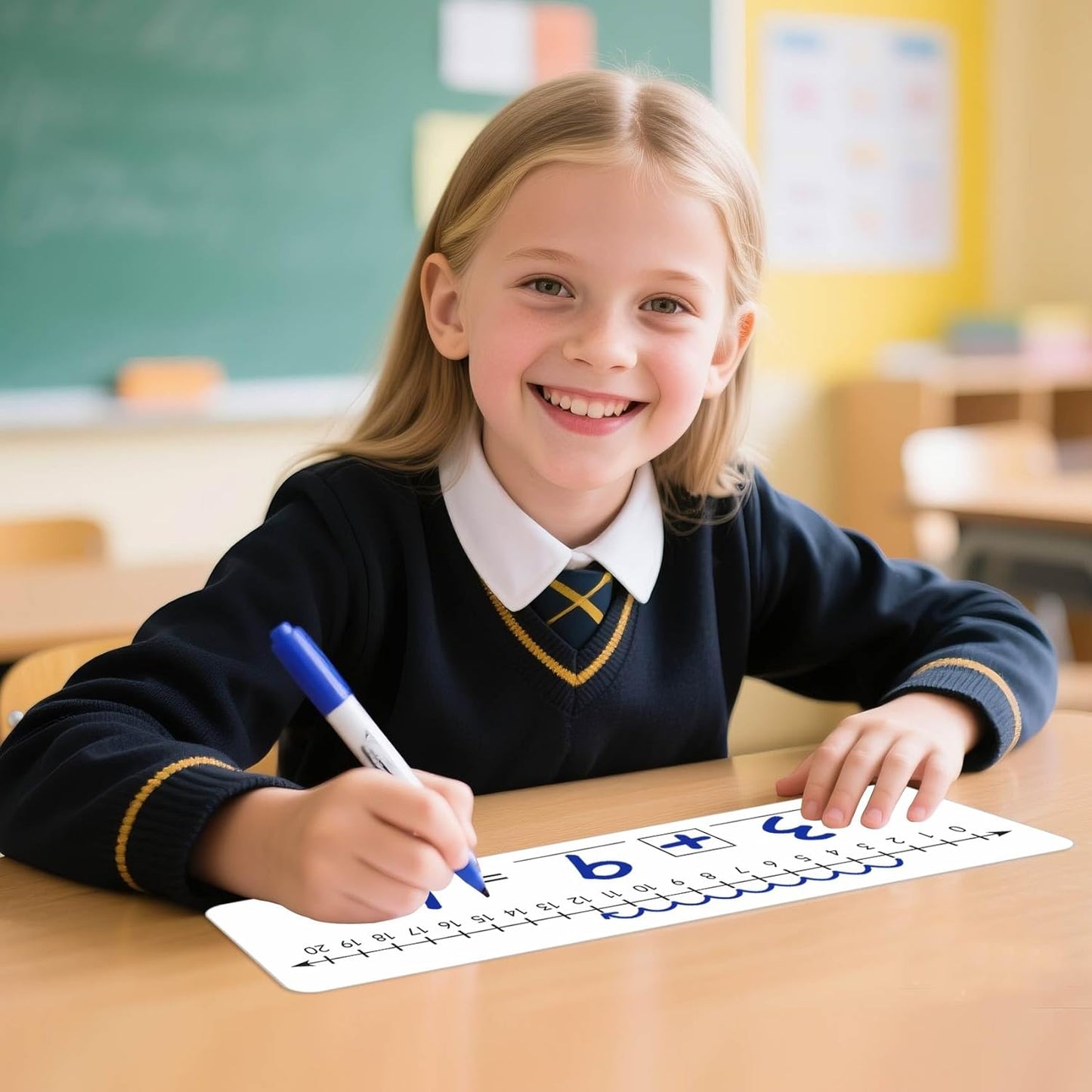 10 Pcs Number Line Dry Erase Boards Cards, Double Sided Writable and Erasable Board 0-10 on One Side 0-20 on Other Side Math Teaching Homeschool Supplies for Students, Classroom Must Haves (4” x 12”)