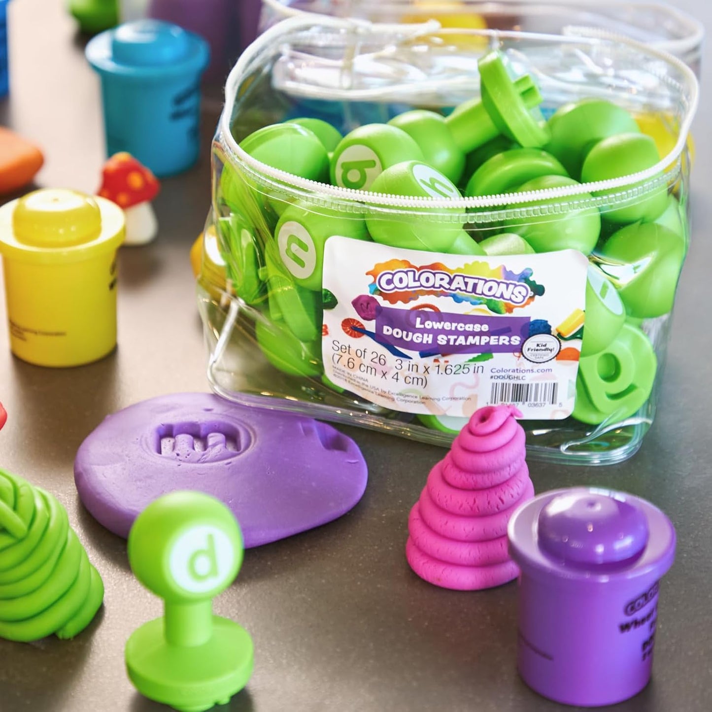 Colorations Alphabet Dough Stampers Set, Uppercase Letters – Set of 26 Letter Stamps, Fun ABC Learning Tool for Toddlers, Ideal for Classroom and Home Learning