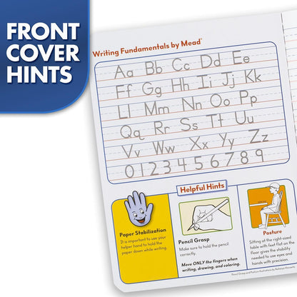 Mead Learn to Letter Writing Tablet, Handwriting Practice Pad Grades PK-1, 10" x 8", Solid & Dotted Raised Ruling, 40 Sheets, 4 Pack (480018)