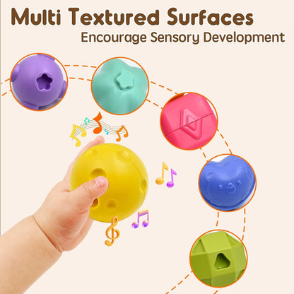 AiTuiTui Baby Sensory Montessori Activity Toys for 1 2 Year Old Boy Girl, Early Learning Develop Shape Sorter Cube with Soft Textured Balls for Infants Toddler Birthday or Easter Gifts