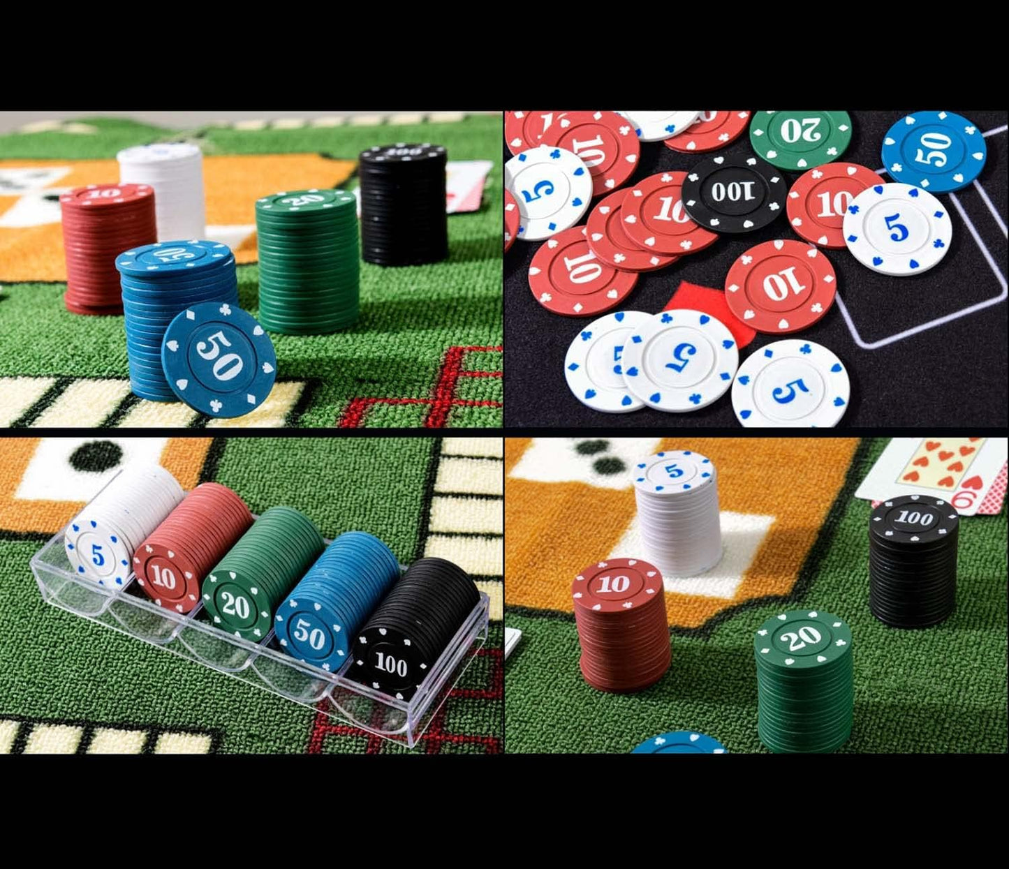 100 Plastic Poker Chips with no denominations, DIY Print with Your Personalized Text, Poker Card Game Chips Bulk, Counting Discs Markers for Math Counting, Game Play, Party