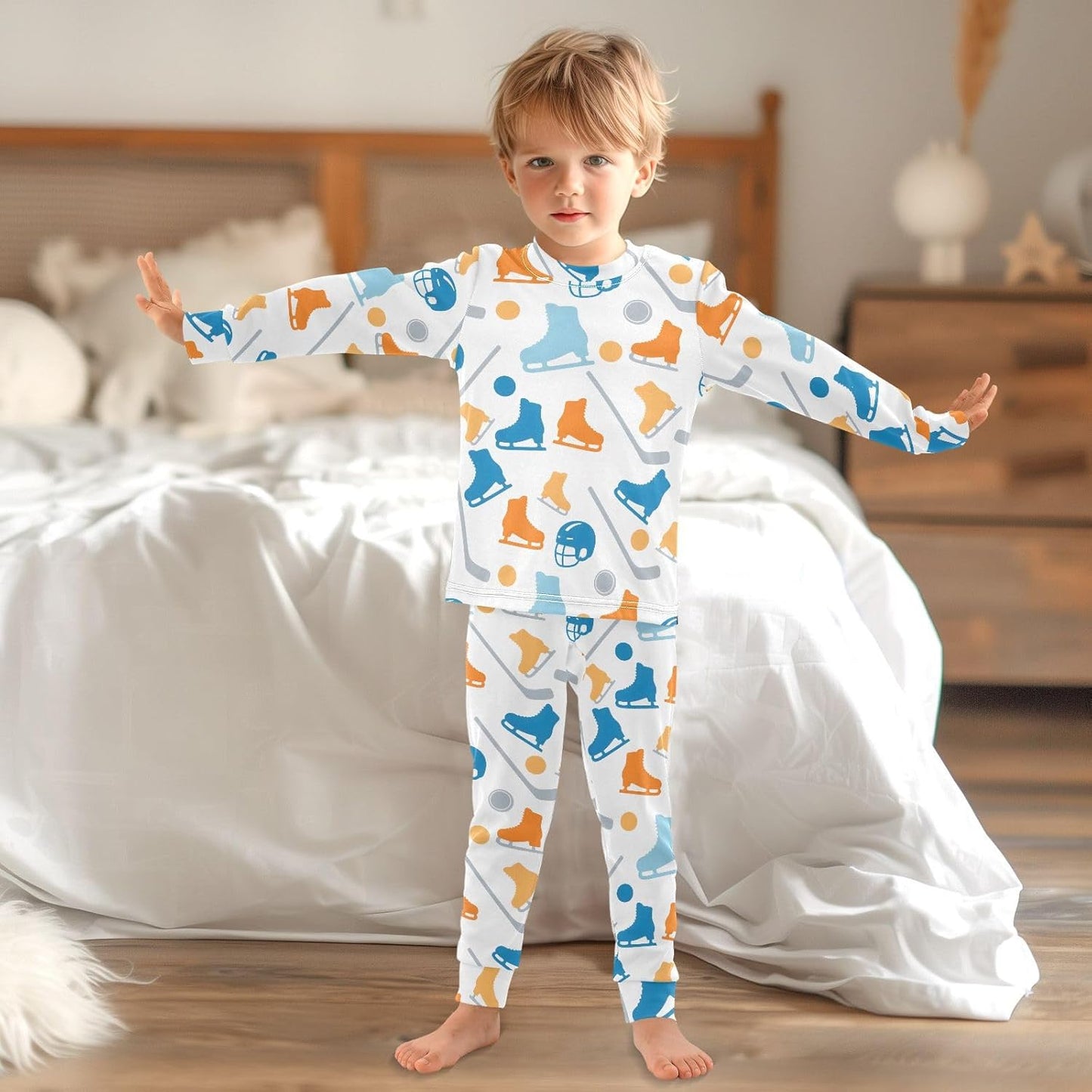 ALAZA Shark Starfish Palm Tree 2 Piece Pajama Set Long Sleeve Top and Pants Sleepwear Unisex - Colors A