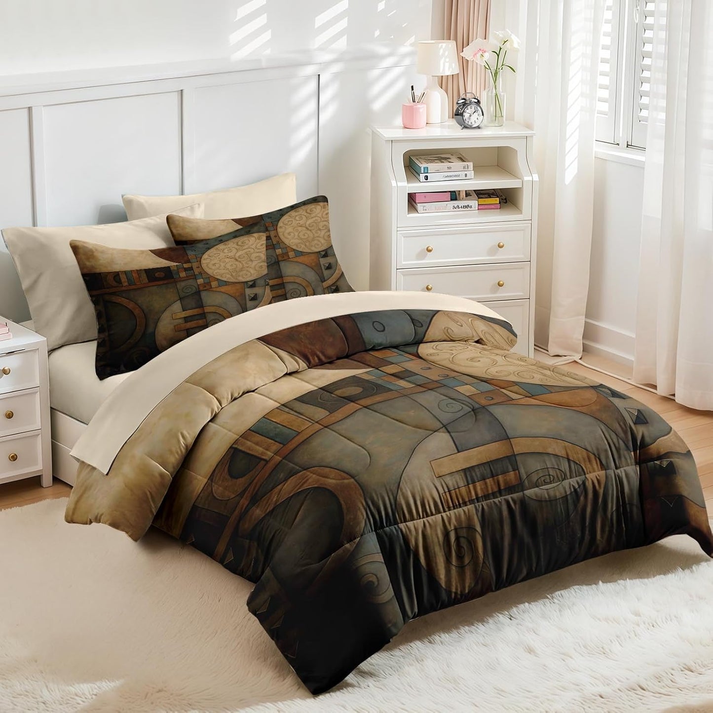 Nesker Comforter Set Twin Size, Science Lab School 5 Pcs Bedding for Kids and Adults, Medical University Chemistry Bed Sheet Sets with Fitted Sheet Pillowcase & Sham