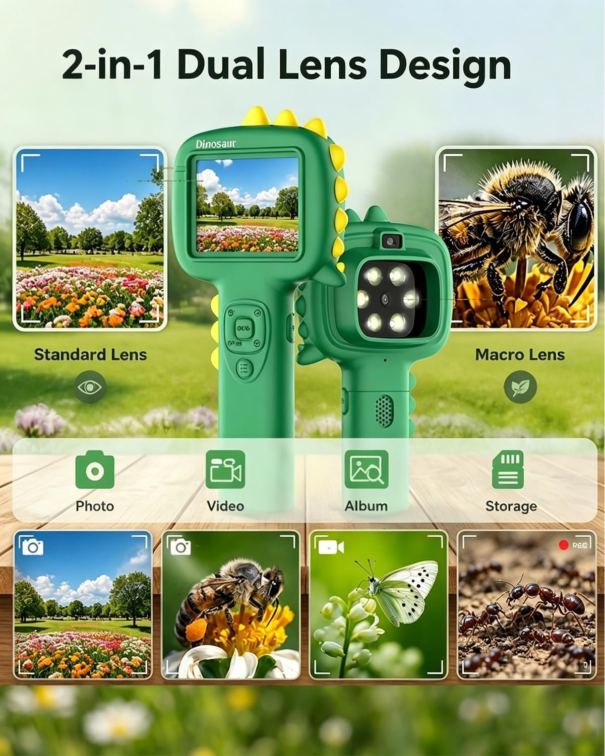 Microscope Camera for Kids Gifts Toys- Handheld Pocket Microscopes with 2.4" Screen and Autofocus - Mini Digital Educational Science Kit for Christmas Birthday for Age 3-5 5-7 8-12 Girls Boys (Green)