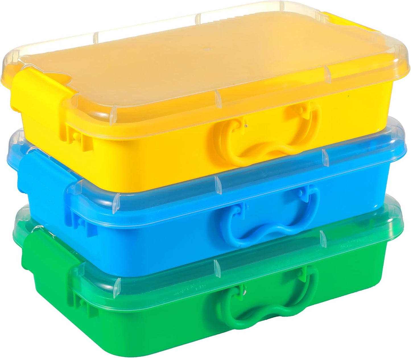 Carolart 3 Pack, Empty Sensory Bin, Wheat Straw Material，13.5 Inch Storage Container, Portable Plastic Storage Bins, Stackable Play Tray for toys,arts,crafts and sand.