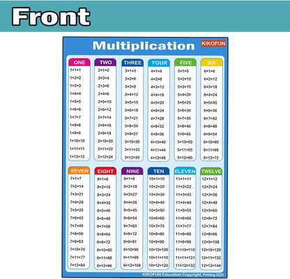 Extra Large Educational Math Posters, With 1 A4 Size Multiplication Posters Times Tables Chart 17 x 22 Inch Multiplication Division Charts for Kids, Elementary Middle School Classroom(Large Poster +A4)