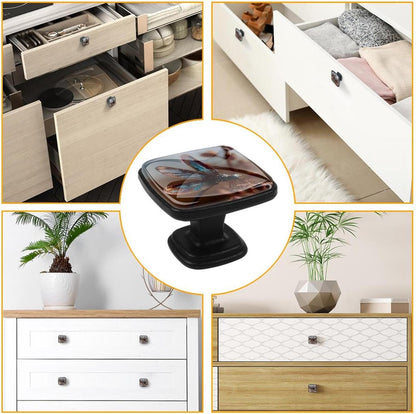 4 Pack Cabinet Knobs Drawer Pulls, 30mm Round ABS Glass Drawer Hardware Growing Purple Butterflies Cabinet Handles with Screws for Dressers Kitchens Cupboard