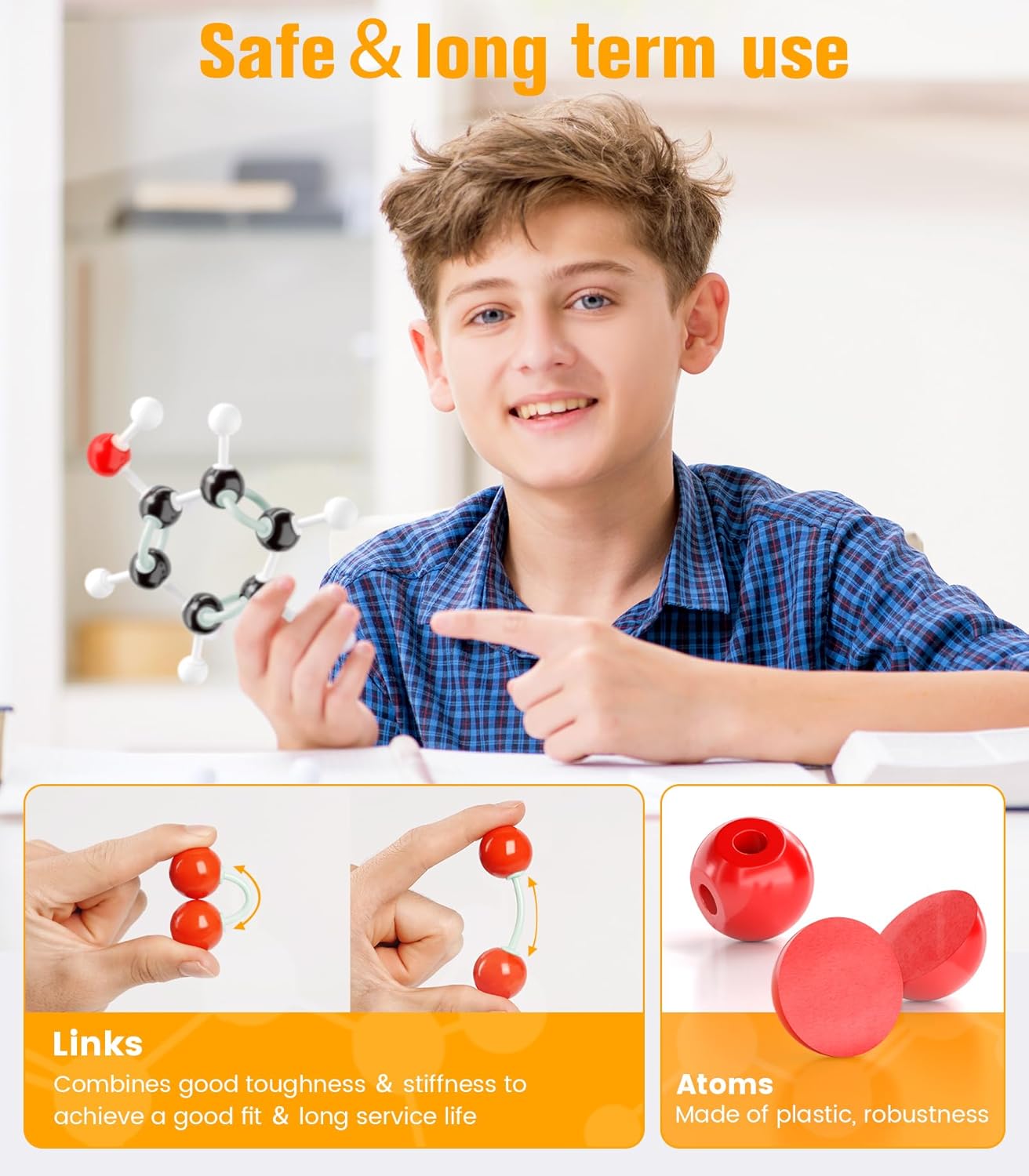 Organic Chemistry Model Kit-124 PCS,Portable Molecular Model Kit for Chemistry Classes,Atomic Element Model Set for Organic＆Inorganic Learning,Supply to Students ＆ Teachers