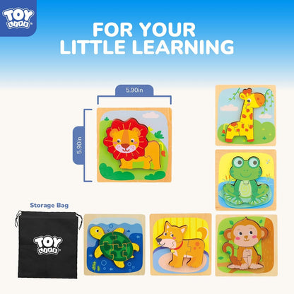 TOY Life Wooden Puzzles for Toddlers 2-4, Montessori Toys for 1 2 3 Year Old Boys Girls, Animals Puzzles Educational Learning Toys 2 Year Old, Toddler Birthday Gifts Toy for Baby Girl Boy 6M+