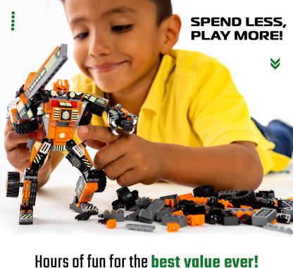 JITTERYGIT Robot Army Buildable Mech Soldier Glow in The Dark Gift Toy Set, Helicopter Military Creative STEM Project, Dinosaur Building Bricks Kit for Kids Ages 6-11 Years Old