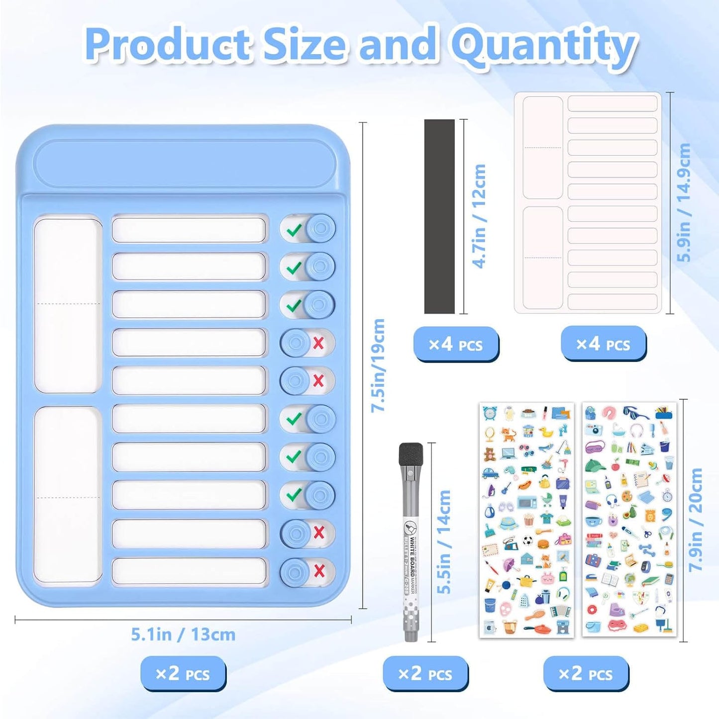 Audab Dry Erase Chore Chart for Kids, Magnetic Checklist Board, My Chores Slider Chart to Do List Board, Routine Reward Chart Schedule Board Task Tracker for Home Refrigerator, Wall, Desk (Pink)