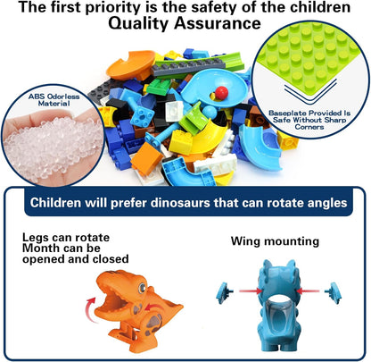 Anpcso Marble Run Building Blocks for Kids Age 3-8, 128 Pcs STEM Building Bricks Set with Toss Ring Game, Educational Learning Toys for Toddlers Boys Girls Gifts- Compatible with All Major Brands