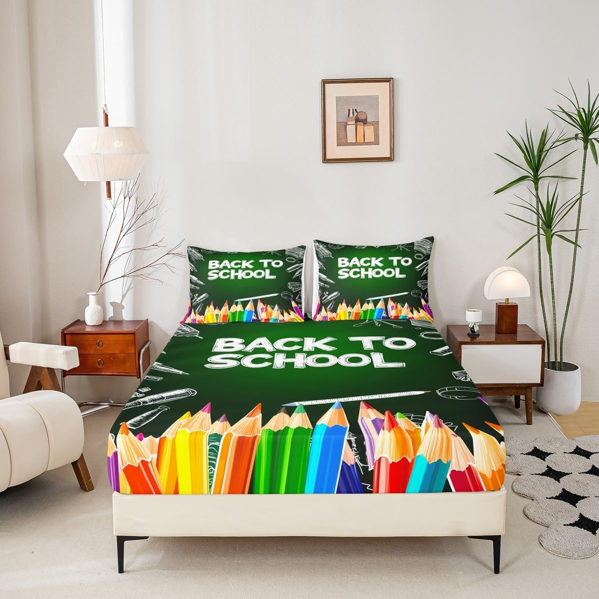 Chemistry Bed Sheets for Kids Teens Girls Boys,Chemical Experiment Fitted Sheet Twin,Science Themed Sheets for Math Lovers,Chemistry Lab Bedding Set,White and Black