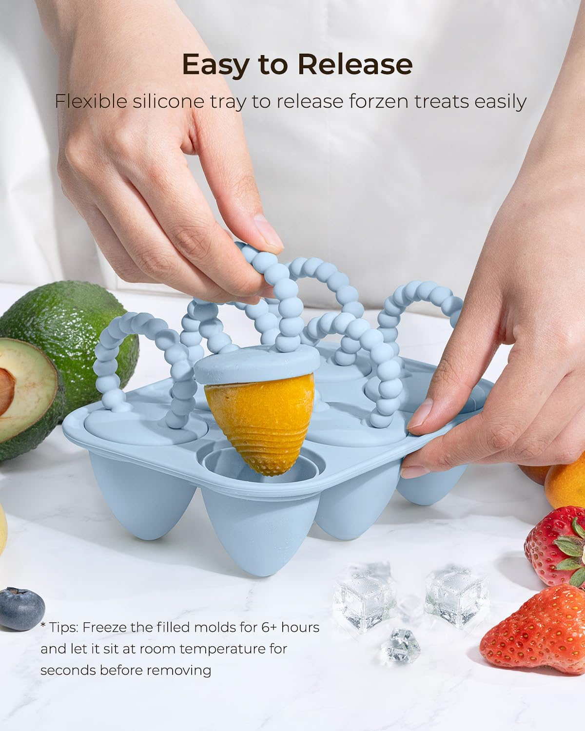 All-Silicone Baby Popsicle Molds with Sticks, AODISTUCE 1oz Popsicle Molds for Babies Breastmilk Popsicles Molds for Teething Relief, Frozen Treats Maker Popsicle Maker Ice Pop Mold for Toddlers Kids
