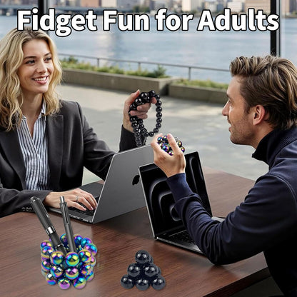 28 Pcs Magnet Stones Balls Fidget Toy, Adult Fidget Toys, Magnet Stones Balls Can Replace Ferrite Putty, Office Desktop Decoration, Stress Relief, Anti Anxiety, Executive Desk Toys (Black)