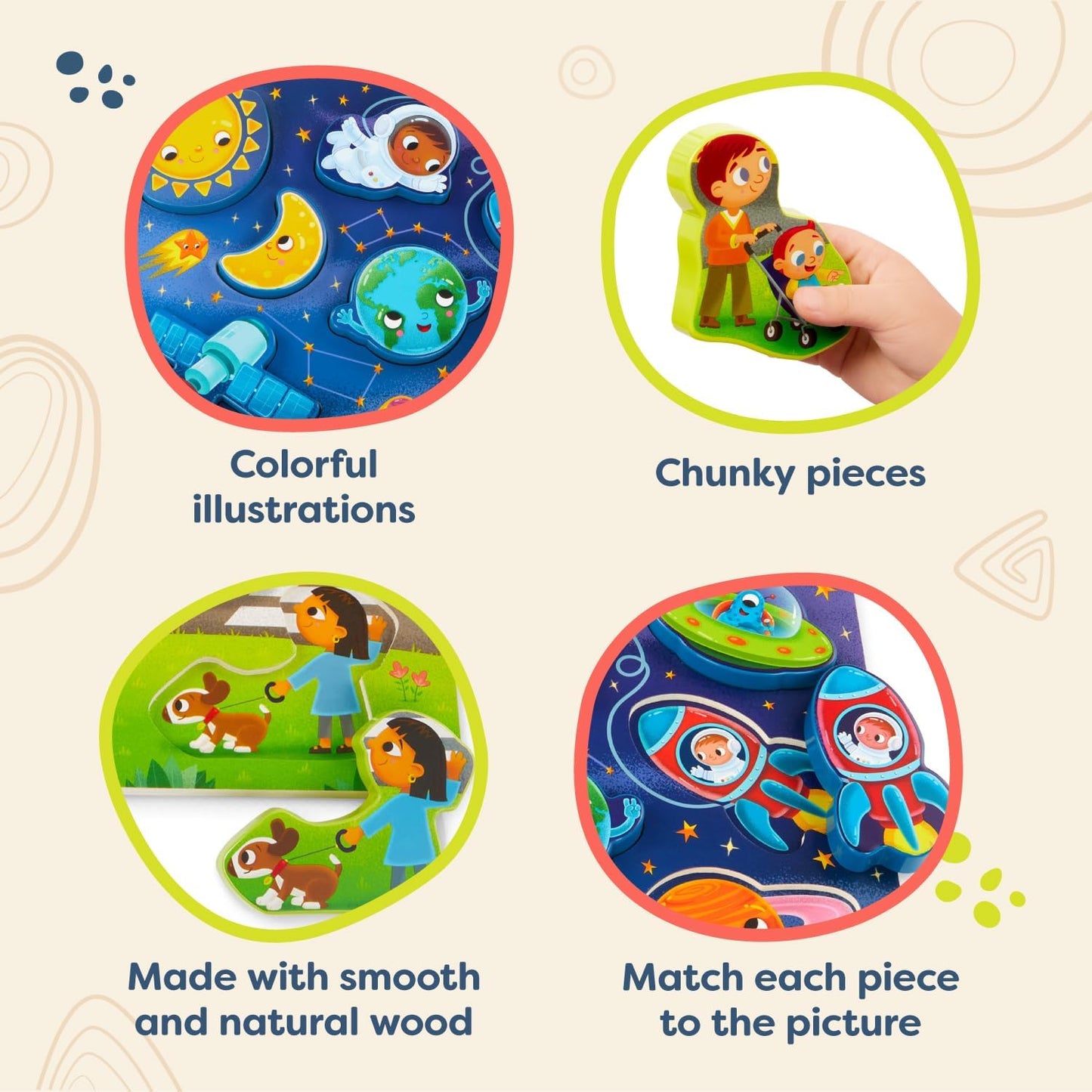B. toys – Peek & Explore – School BusChunky Puzzle for Toddlers,Educational & Developmental Toys for Kids – 2+ Years