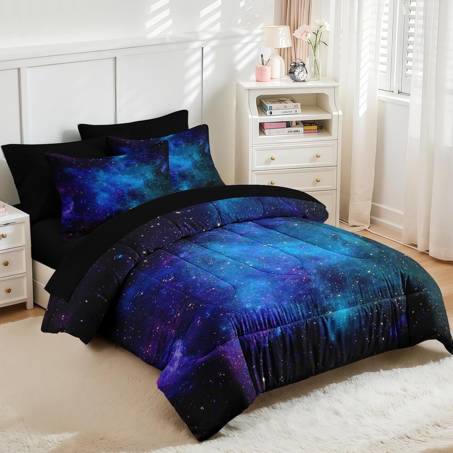 Nesker Comforter Set Twin Size, Science Lab School 5 Pcs Bedding for Kids and Adults, Medical University Chemistry Bed Sheet Sets with Fitted Sheet Pillowcase & Sham