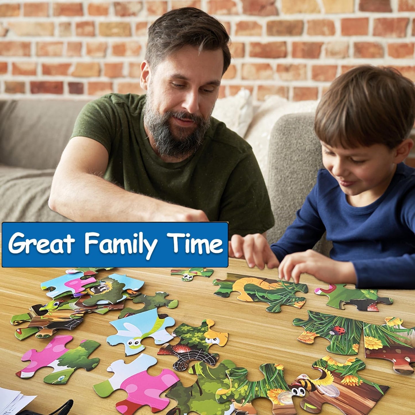 Jumbo Floor Puzzle for Kids, Large Jigsaw Puzzles 35 Piece for Kids Ages 3-5,Preschool Learning & Education Toys, Gifts for 4-8 Year Old Boys and Girls (Grassland Animal)