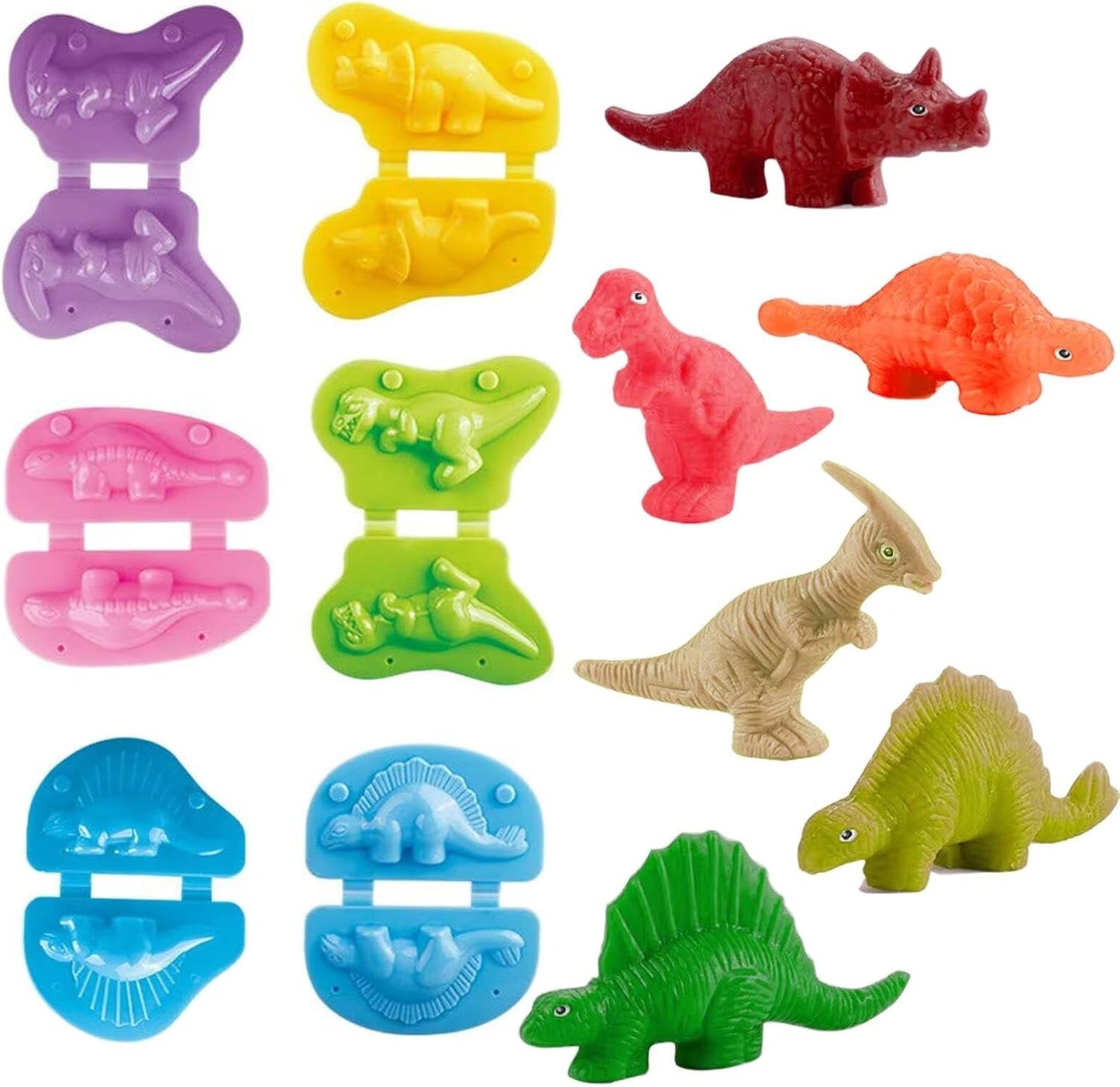 Unleash Creativity with 6 Unique Dino Molds Dough Toys Dough Accessories Set.Ideal as a Gift for Kids Aged 3-4-8 Years