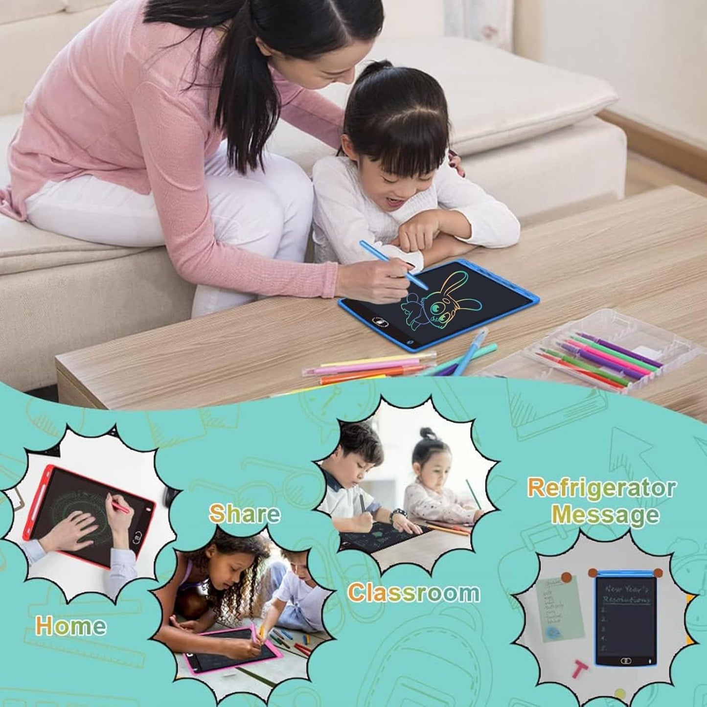 6 Pack LCD Writing Tablet for Kids Toys 8.5 Inch Colorful Doodle Board Bulk, Eye-Protection Drawing Pad Toddler Travel Essentials Toys for 3-8 Year Old Boys Girls, Birthday Xmas Gifts