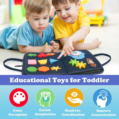 PhysioPhyx Withosent Busy Board Toddler, 4 Capas Juguetes Montessori, Tablero Sensorial Montessori Activity Board, Aprende a Vestir Educación Temprana para Niños de 3 4 Años