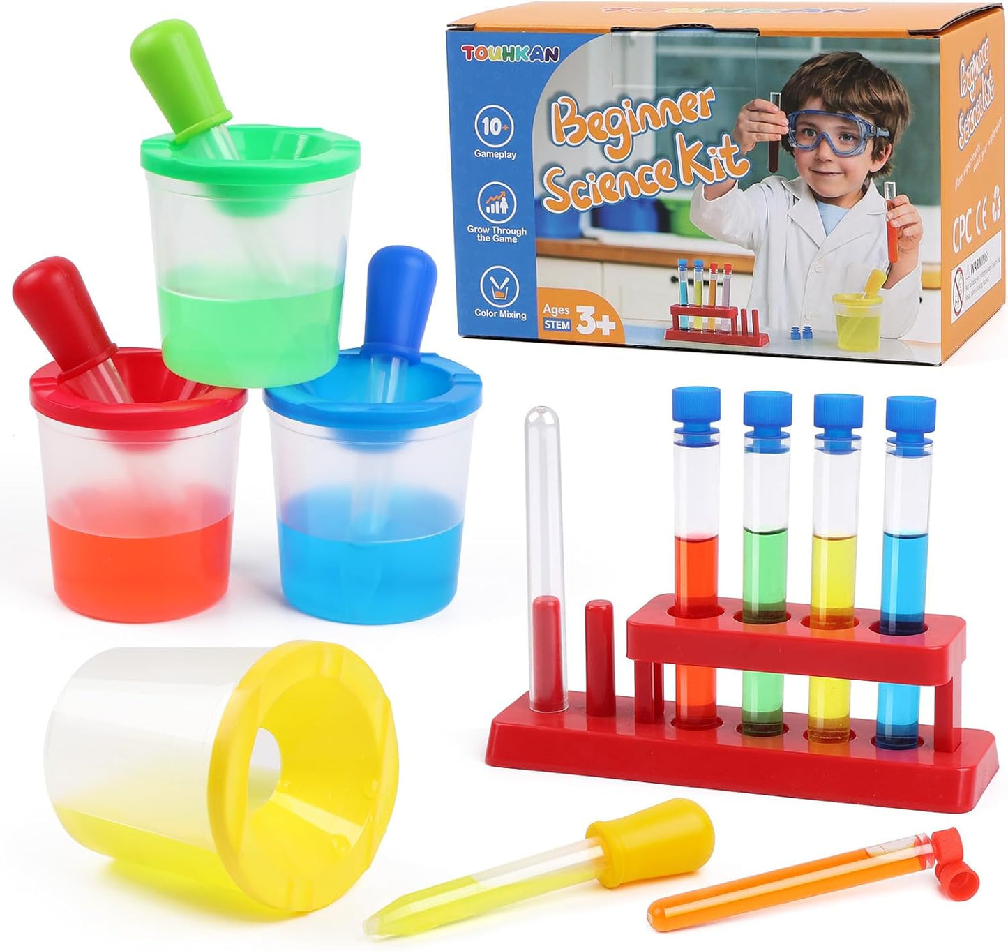 Color Science Test Tubes, Droppers for Kids, Plastic Test Tubes with Caps, Lab Tubes Science Experiments for Kids Age 4 5 6 7 8, Science Supplies Test Tube Holder for Little Scientist