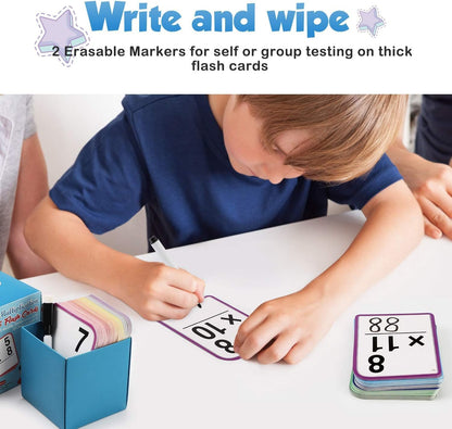 Torlam Multiplication Flash Cards + Math Board, Time Table Chart Flashcards for Kids Ages 6-12, 3rd-6th Grade Classroom Must-Have