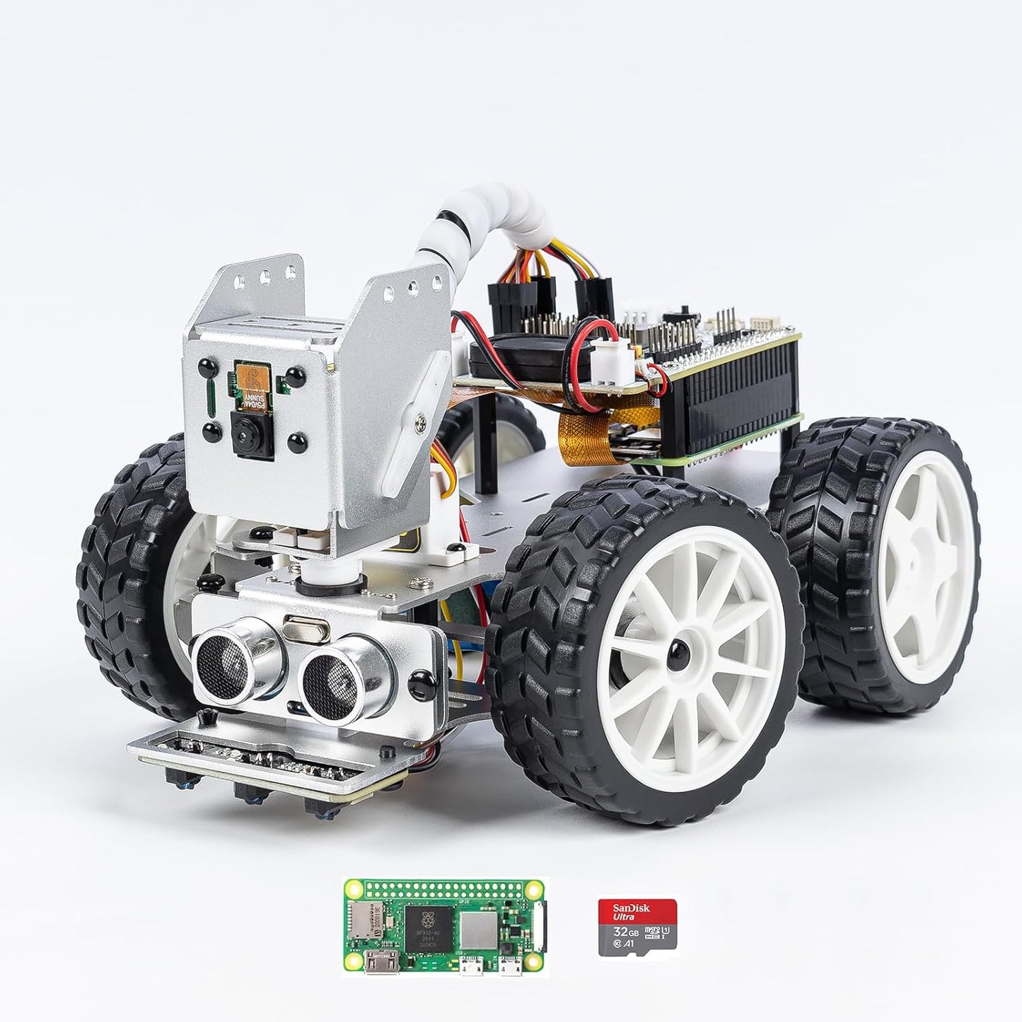 SunFounder Picar-X AI Video Robot Car Kit for Raspberry Pi 5/4/3B+/Zero 2w, LLMs ChatGPT-4o/Gemini/Grok, Voice&Video Recognition, Python, Scratch, Camera, Batterry (RPI NOT Included)