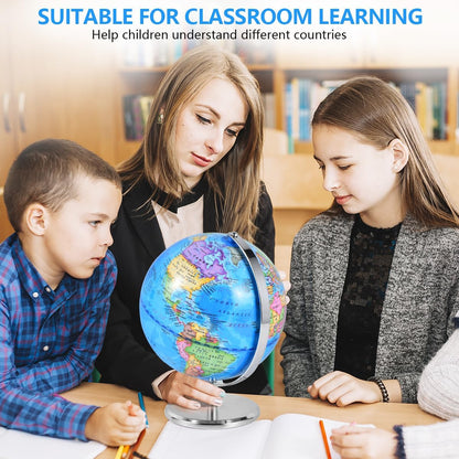 KISEER 6 Inch World Globe Rotating Earth Spinning Globe with Heavy Metal Stand for Kids Geography Classroom Education or Office Home Decorations