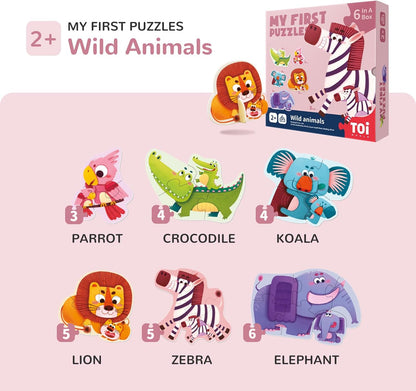 Toi 6 Packs Large Piece Toddler Jigsaw Puzzles for Kids Aged 2.5+, Animal Shaped Floor Puzzles for Beginner, Preschool Learning Game for Boys Girls, Traffic