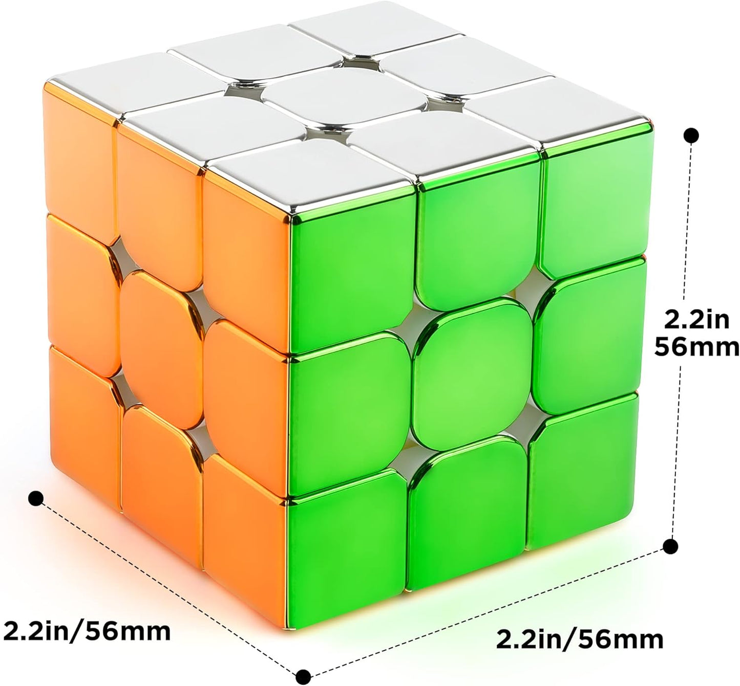 D-FantiX Magnetic Mirror Reflective Speed Cube 3x3x3 with Display Stand, Adult Fidget Toys, Car Road Trip Activity Toy for Teens Boys Girls, Stickerless Shiny Magic Cube, Birthday Gifts for Kids 8-12