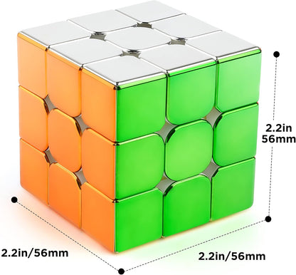 D-FantiX Magnetic Mirror Reflective Speed Cube 3x3x3 with Display Stand, Adult Fidget Toys, Car Road Trip Activity Toy for Teens Boys Girls, Stickerless Shiny Magic Cube, Birthday Gifts for Kids 8-12