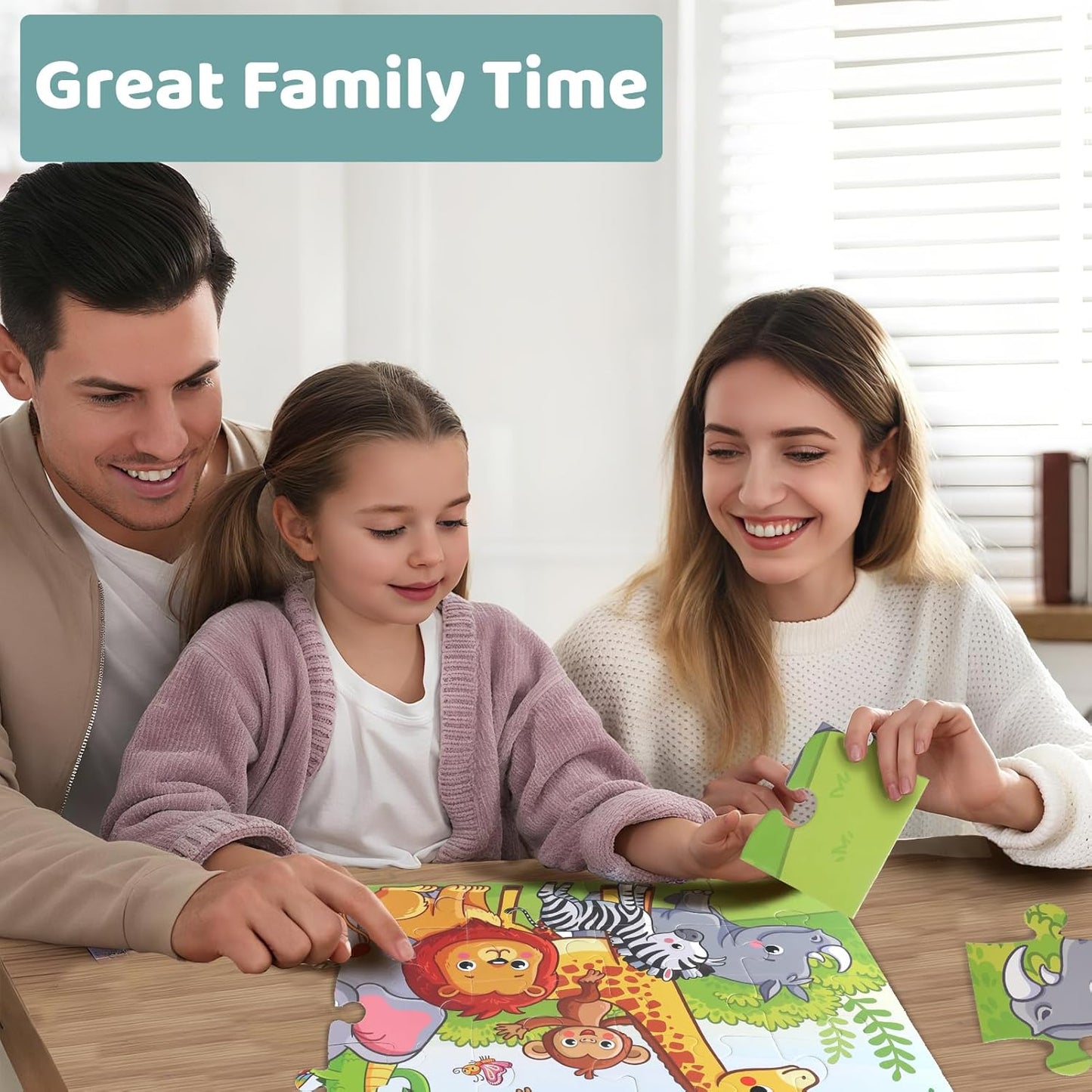 Jumbo Floor Puzzle for Kids, Large Jigsaw Puzzles 36 Piece with Box for Kids Ages 3-5,Preschool Learning & Education Toys, Gifts for 4-8 Year Old Boys and Girls(Jungle Animals)