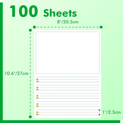 100 Sheets Ruled Writing Paper, Double-Sided Printing Skip-A-Line Ruled Writing Paper with Dotted Lines Handwriting Practice Paper 1” line spacing for Kindergarten Toddlers Kids (11” x 8.3”)