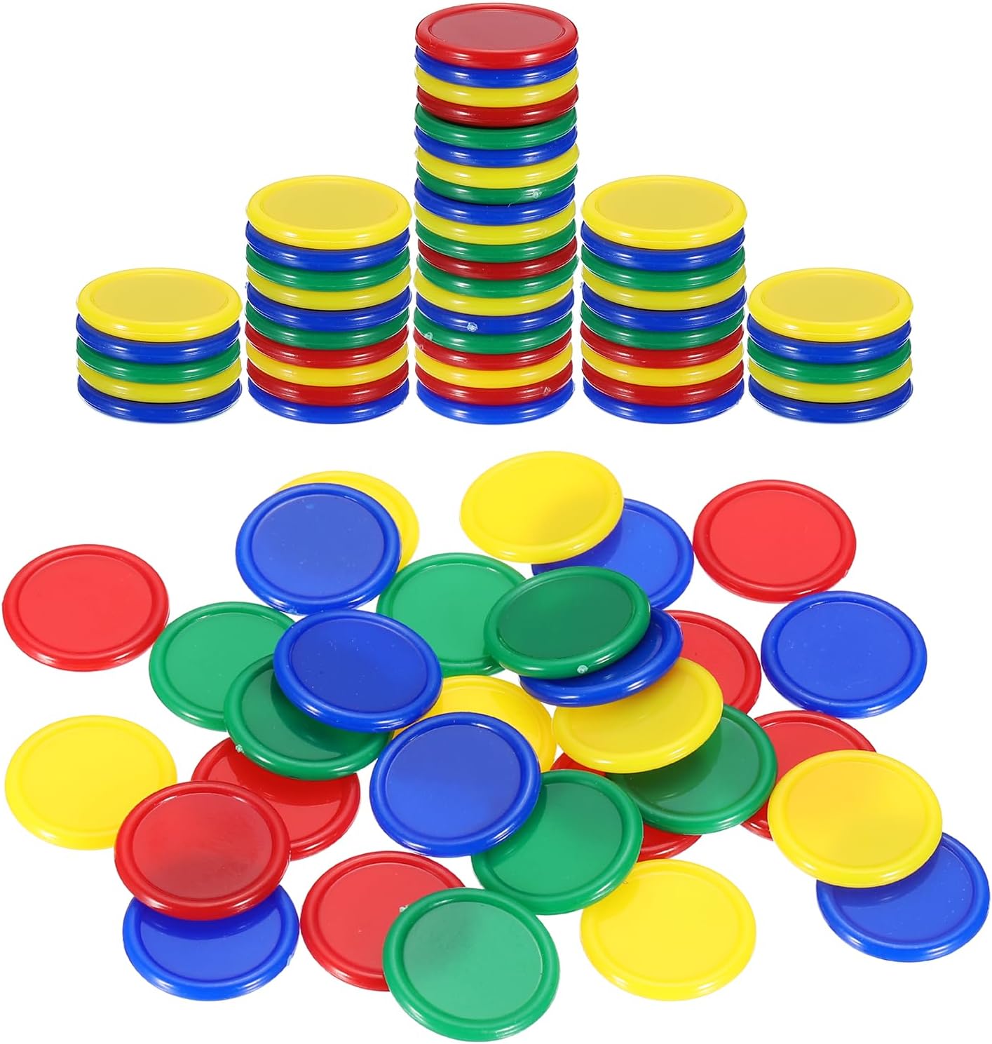 uxcell 100Pcs 0.8 Inch Plastic Poker Chips, Mini Bingo Chips Learning Counters Counting Counters Disks Markers Opaque Game Tokens for Game Play Math Counting, Yellow