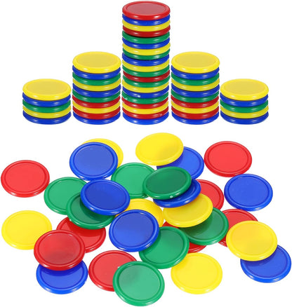 uxcell 100Pcs 0.8 Inch Plastic Poker Chips, Mini Bingo Chips Learning Counters Counting Counters Disks Markers Opaque Game Tokens for Game Play Math Counting, Yellow