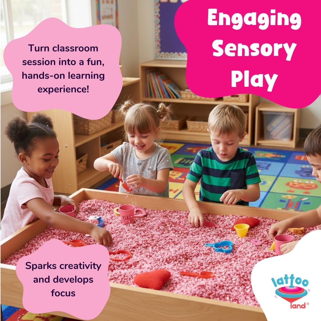 Lattooland Princess Sensory Rice for Girls | Pink Rose & Ruby Royal Colored Rice | Sensory Bin Filler | Non-Toxic Pretend Play | Montessori Fine Motor Toy | Birthday Gift Age 2 3 4 5 6 7